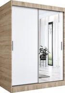 Szafy - MKPOL Szafa przesuwna MODUO COMFORT 150 dąb sonoma/biała mat z lustrem po prawej - miniaturka - grafika 1