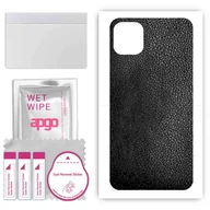 Szkła hartowane na telefon - Folia naklejka skórka strukturalna na TYŁ do Apple iPhone 11 Pro Max - Skóra Czarna - apgo SKINS - miniaturka - grafika 1