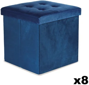 Pufa składana L z guzikami - 38x38x38cm aksamit granat x 8 - Pufy i podnóżki - miniaturka - grafika 1