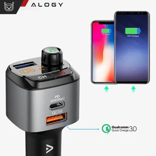 Transmiter samochodowy FM Alogy Ładowarka USB QC 3.0 + USB-C PD Bluetooth odtwarzacz MP3 - Pozostałe akcesoria do telefonów - miniaturka - grafika 16