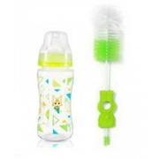 Butelki dla niemowląt - BabyOno 404 Butelka 0m+ 300ml + szczotka zielona- 1szt. - miniaturka - grafika 1