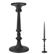 Świeczniki - Home Styling Collection Świecznik metalowy stojak podstawka na świecę świeczkę czarny loft wysoki 30 cm - miniaturka - grafika 1