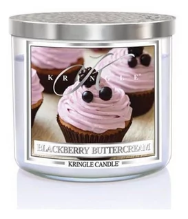 Świece - Kringle Candle Świeca zapachowa z trzema knotami Blackberry Buttercream Zen 411 g - grafika 1