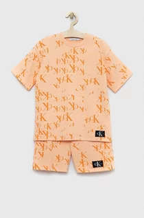 Dresy i komplety dla dziewczynek - Calvin Klein Jeans komplet dziecięcy kolor pomarańczowy - grafika 1