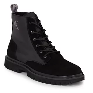 Botki męskie - Trzewiki Calvin Klein Jeans Eva Mid Laceup Lth Boot Hiking YM0YM00842 Black/Stormfront 00T - grafika 1