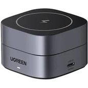 Ładowarki do telefonów - Ładowarka indukcyjna Qi 2w1 Ugreen W256 do iPhone, AirPods, 20W (czarna) + kabel USB-C do USB-C 1m - miniaturka - grafika 1