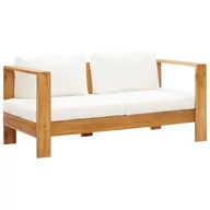 Ławki ogrodowe - vidaXL Sofa ogrodowa z poduszką, 140 cm, lite drewno akacjowe, kremowa - miniaturka - grafika 1