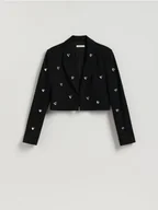 Marynarki i żakiety damskie - Reserved - Marynarka z aplikacjami - czarny - miniaturka - grafika 1