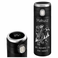 Kubki termiczne - Kubek termiczny termos czarny z wyświetlaczem LED i grawerem dla - miniaturka - grafika 1