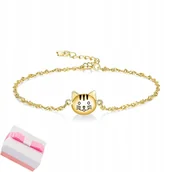 Biżuteria dla dzieci - Bransoletka srebrna kotek dla dziewczynki srebro pozłacane 925 - miniaturka - grafika 1