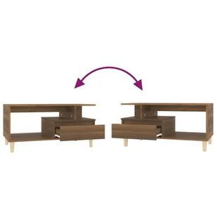 Stolik kawowy, brązowy dąb 90x49x45 cm, materiał drewnopochodny - Ławy i stoliki kawowe - miniaturka - grafika 9