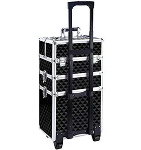 CA19B Kufer na kółkach 3w1 61x36x25       black-silver - Kosmetyczki, organizery i kuferki - miniaturka - grafika 5