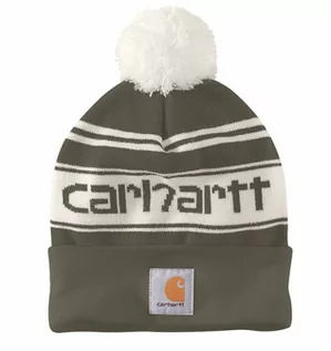 Czapki damskie - Czapka zimowa z pomponem Carhartt Knit Pom-Pom Cuffed Logo Beanie Arborvitae - grafika 1