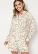 Koszule damskie - Beżowa Koszula z Bawełny z Kwiatowym Motywem Nilarienne - miniaturka - grafika 1