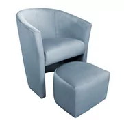 Fotele - ATOS Fotel CLUB z podnóżkiem BL06 szary błękit - miniaturka - grafika 1