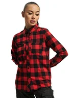 Koszule damskie - Urban Classics Damska koszula damska w kratkę, flanelowa koszula, damska koszula drwala z długim rękawem, dostępna w wielu kolorach, rozmiary XS-5XL, Blk/Red, L - miniaturka - grafika 1