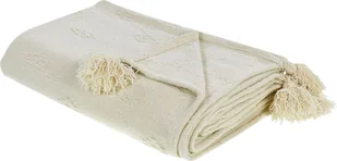BELIANI Narzuta na łóżko beżowa tkanina szenilowa bawełna 200 x 220 cm z frędzlami dekoracyjna ozdobna sypialnia - Narzuty - miniaturka - grafika 1