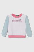 Bluzy dla dziewczynek - United Colors of Benetton bluza bawełniana dziecięca kolor różowy z nadrukiem - miniaturka - grafika 1