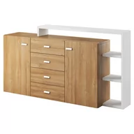 Komody - Komoda NOCTURNE kolor naturalny brąz styl nowoczesny hakano - FURNITURE/SIDEBOARD/HEL/NOCTURNE/OAKGR+WHITE - miniaturka - grafika 1