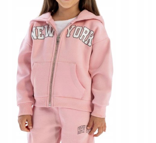 MINOTI BLUZA DZIECIĘCA RÓŻOWA Z KAPTUREM NEW YORK ZAMEK 146-158 KWA