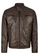 Kurtki męskie - Daniel Hechter Męska kurtka Leather-Blouson, czarno-brązowy, 50 - miniaturka - grafika 1