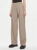 Spodnie damskie - Boss Spodnie materiałowe Tenly 50505608 Beżowy Straight Fit - miniaturka - grafika 1