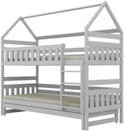 Łóżka dla dzieci i młodzieży - Łóżko piętrowe domek FELIKS 160x80 białe drewniane trzyosobowe KOCOT KIDS - miniaturka - grafika 1