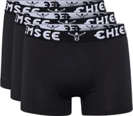 Majtki męskie - Bokserki męskie CHIEMSEE, 3-pak - szorty, logo w pasie, jednokolorowe, czarne XL - miniaturka - grafika 1