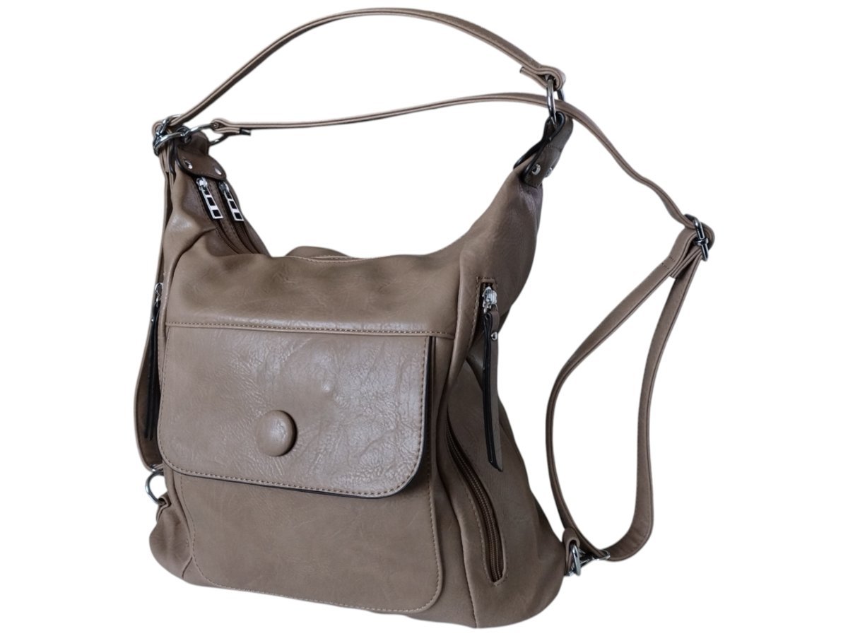 Torebka Damska Torebko-Plecak, Miejska Listonoszka na Ramię, Kolor Szary