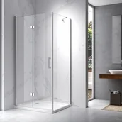 Kabiny prysznicowe - HYDROSAN Kabina prysznicowa prostokątna narożna 120x90x195 drzwi pojedyncze składane chrom szkło transparentne uniwersalna z powłoką Nano Glass ZES-KZ20F-120X90 - miniaturka - grafika 1