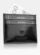 Etui na klucze - Etui Skórzane Na Karty SLIM Portfe Cardholder Stevens Czarne - miniaturka - grafika 1