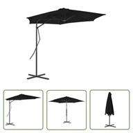 Parasole ogrodowe - The Living Store Parasol ogrodowy na stalowym słupku - czarny - 300x230 cm - Parasol Ogrodowy - miniaturka - grafika 1
