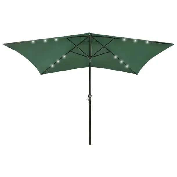 Parasol ogrodowy zielony 200 x 300 x 247 cm z lampkami LED