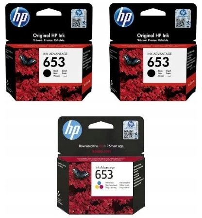 Tusz HP 2x Tusz 653 Czarny 3YM75AE + Tusz 653 Kolor 3YM74AE 2X3YM75AE + 3YM74AE