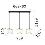 Lampy sufitowe - Ideallux Ideal Lux lampa wisząca Lingotto, 3-punktowa, 3 klatki, czarna - miniaturka - grafika 1