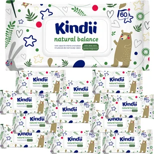Kindii Natural Balance Chusteczki Nawilżane X 12 - Chusteczki nawilżane Kindii Natural Balance Chusteczki Nawilżane X 12 - Chusteczki nawilżane - miniaturka - grafika 1