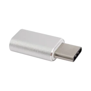 XQISIT ADAPTER USB-C DO MICRO-USB SREBRNY BULK - Złącza, przejściówki, adaptery - miniaturka - grafika 1