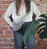 Nerki - Nerka Haru taupe bawełniana z ekoskórą - miniaturka - grafika 1