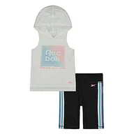 Koszulki i topy damskie - Reebok Tod Hood Top Y Short Sports Set dla dziewczynek, chłopców, zestaw sportowy, C23921RGI, biały, 2 lata - miniaturka - grafika 1