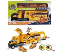 Samochody i pojazdy dla dzieci - CIĘŻARÓWKA ROBOTY DROGOWE Z AUTAMI LAWETA SKOCZNIA - miniaturka - grafika 1
