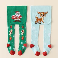 Rajstopy dziecięce - TEMU 2 pary legginsów dla niemowląt w świąteczne wzory, zabawny i uroczy design z wyjątkowym wykonaniem na świąteczne okazje - Świąteczny zestaw - miniaturka - grafika 1