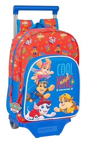 Safta PAW PATROL COOL Plecak dziecięcy z wózkiem 705, idealny dla dzieci w różnym wieku, wygodny i wszechstronny, jakość i wytrzymałość, 26 x 11 x 34 cm, Czerwony/Niebieski, M, Casual