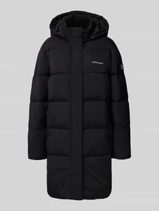 Płaszcz pikowany z kapturem i logo - Płaszcze damskie - miniaturka - grafika 1