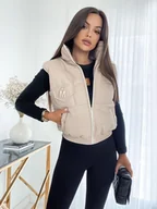 Kamizelki damskie - KRÓTKA KAMIZELKA BEZRĘKAWNIK REBEL EKOSKÓRA MIELCZARKOWSKI POLSKI PRODUKT PREMIUM- MOKKA - miniaturka - grafika 1