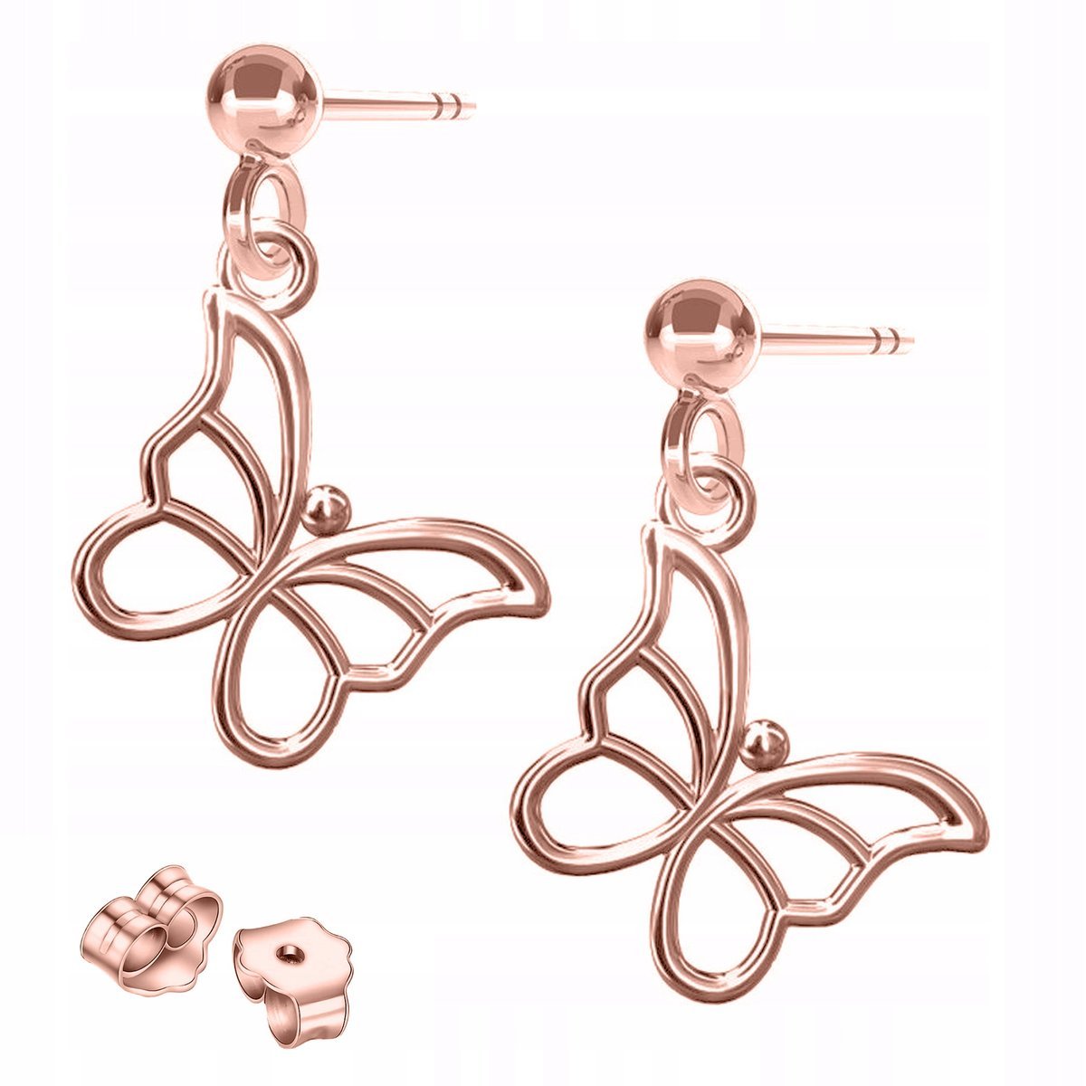 Kolczyki Pozłacane Motyle Motylki na Sztyfcie z Motylem Owady SREBRO 925