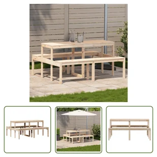 The Living Store Stół piknikowy - 160x134x75 cm - lite drewno sosnowe - Stół Piknikowy - Stoły ogrodowe The Living Store Stół piknikowy - 160x134x75 cm - lite drewno sosnowe - Stół Piknikowy - Stoły ogrodowe - miniaturka - grafika 1