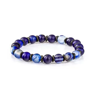Bransoletka koraliki w kolorze niebieskim EM 12 - EM Men's Accessories - Bransolety męskie - miniaturka - grafika 1