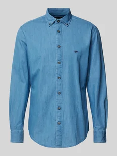 Koszula jeansowa o kroju slim fit z wyhaftowanym logo - Koszule męskie - miniaturka - grafika 1