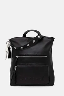 Desigual plecak HALF LOGO FW24 PRETO damski kolor czarny duży gładki 24WAKP03 - Torebki damskie - miniaturka - grafika 1