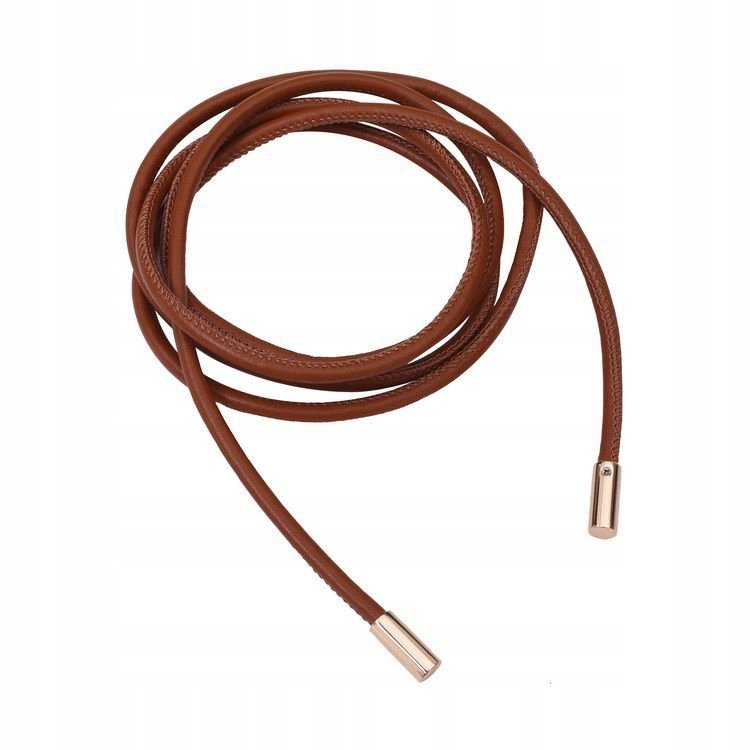 jasnobrązowy PASEK damski SZNUR skórzany elegancki dodatek do płaszcza